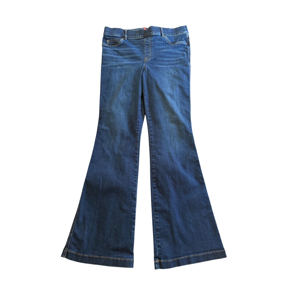 Spanx Flare Jeans Dark Wash Indigo Pull On High Rise Stretch Denim XL